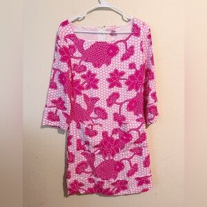 Lilly Pulitzer Pink Koi Fish Lotus Dress | Size 4 | Rare Print | Vibrant Style